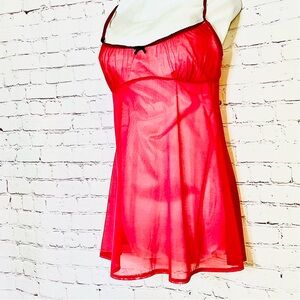 Victoria's Secret Sheer Red Baby Doll Lingerie NEW NO TAG Adjustable Straps